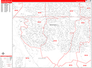 Highlands Ranch  Wall Map Red Line Style